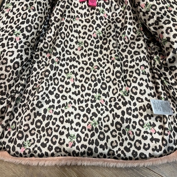 Betsey Johnson Fuzzy Sparkly Peach Coat with Faux Leather Sleeves - Picture 5 of 15